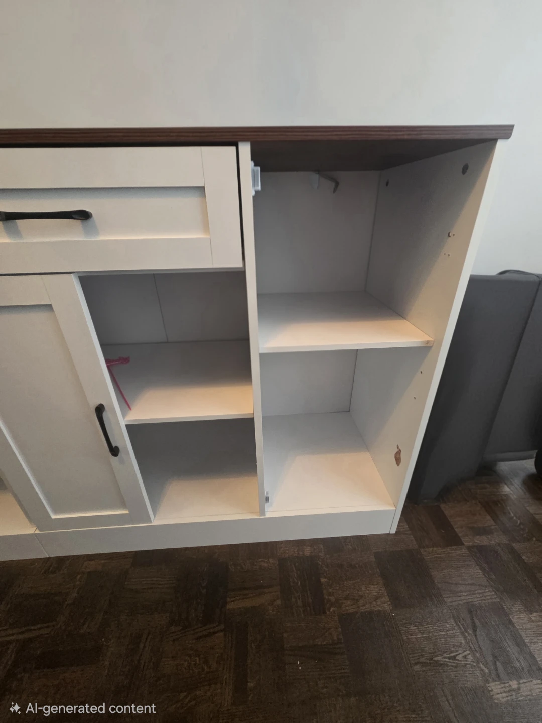 White Storage Cabinet with Dark Wood Top - photo 3