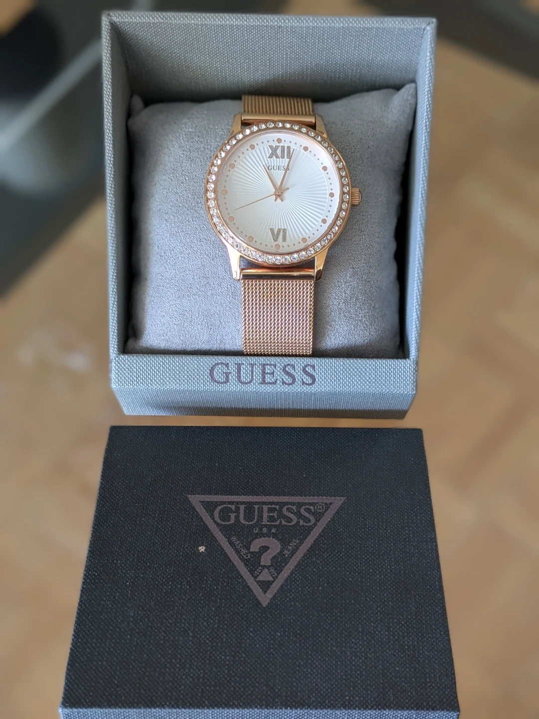 Guess Gold Tone Mesh Strap Watch