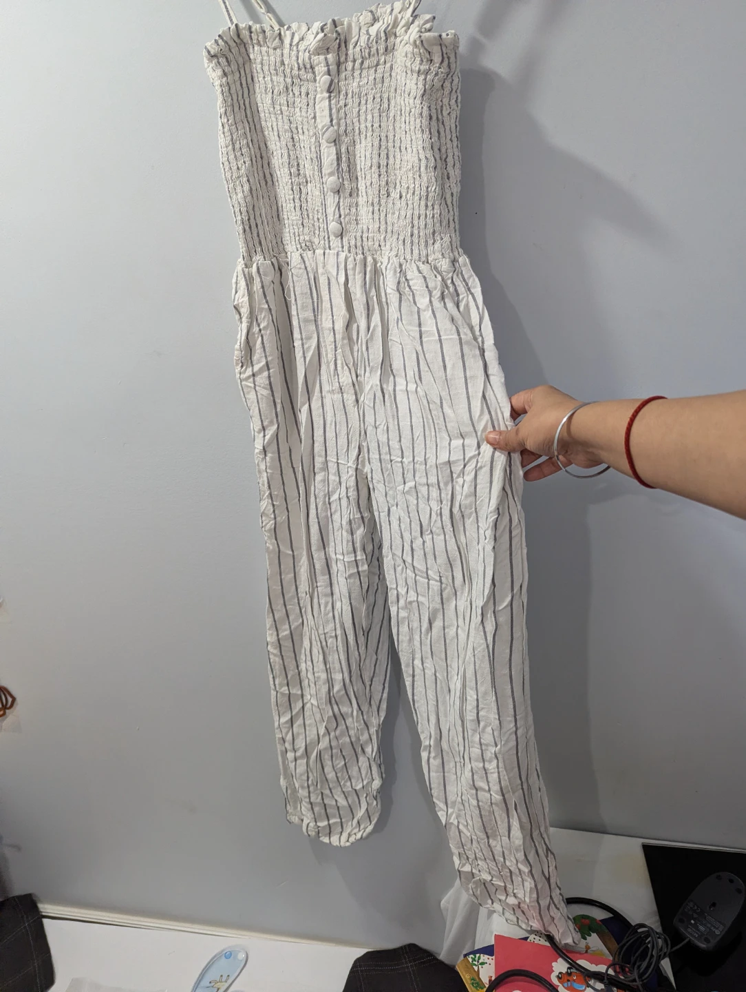 Striped Smocked Jumpsuit - photo 2