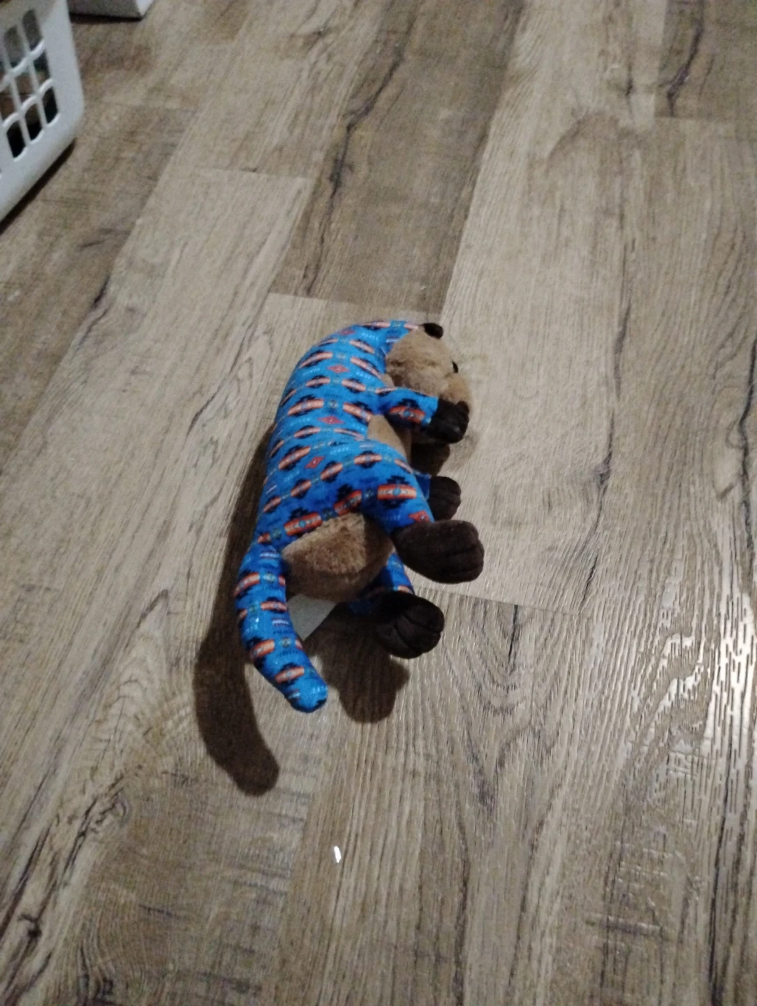 Plush Toy Dog in Blue Pyjamas