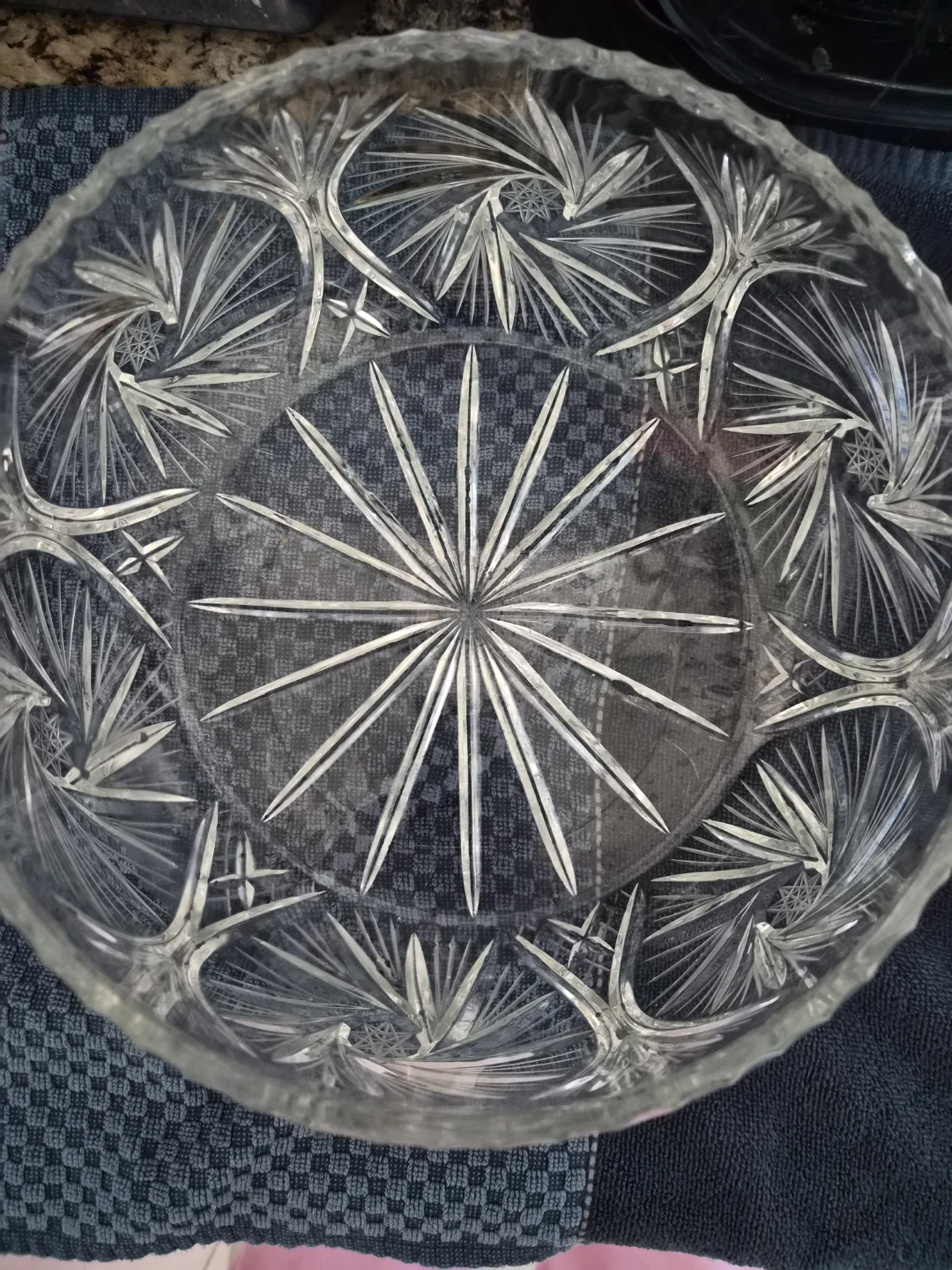 Clear Cut Glass Decorative Bowl