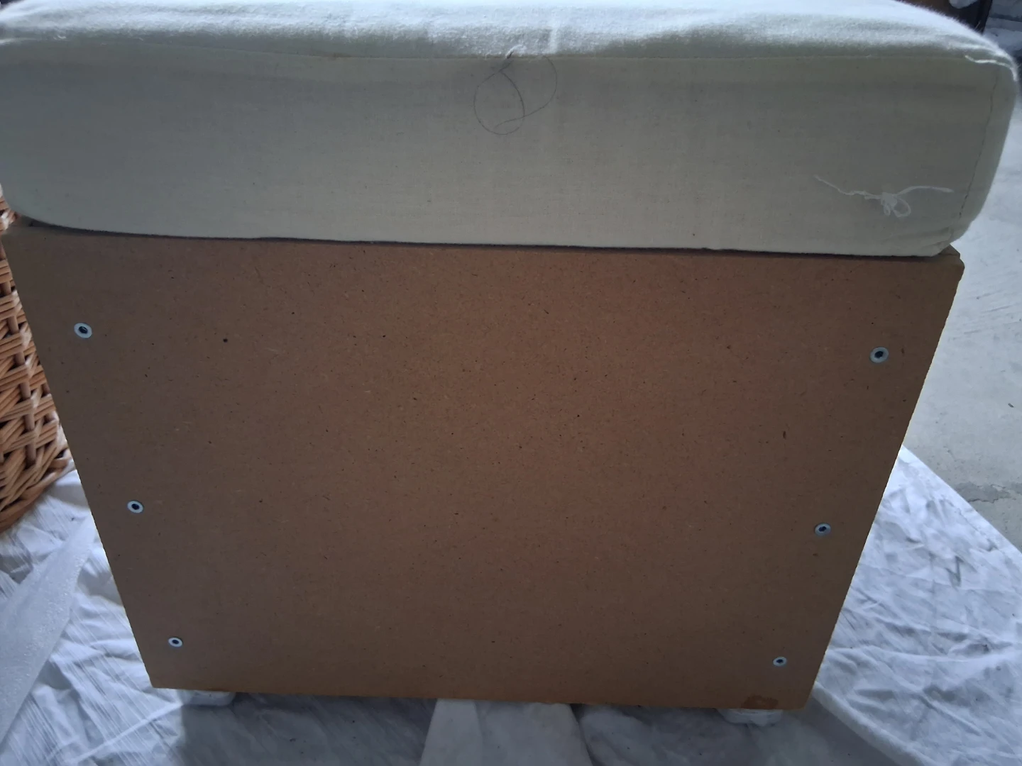 Cream Upholstered Storage Ottoman