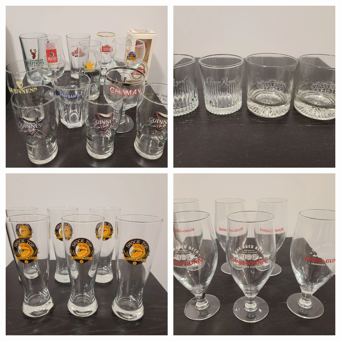 Large Collection of Branded Beer and Whiskey Glasses - $1 Each
