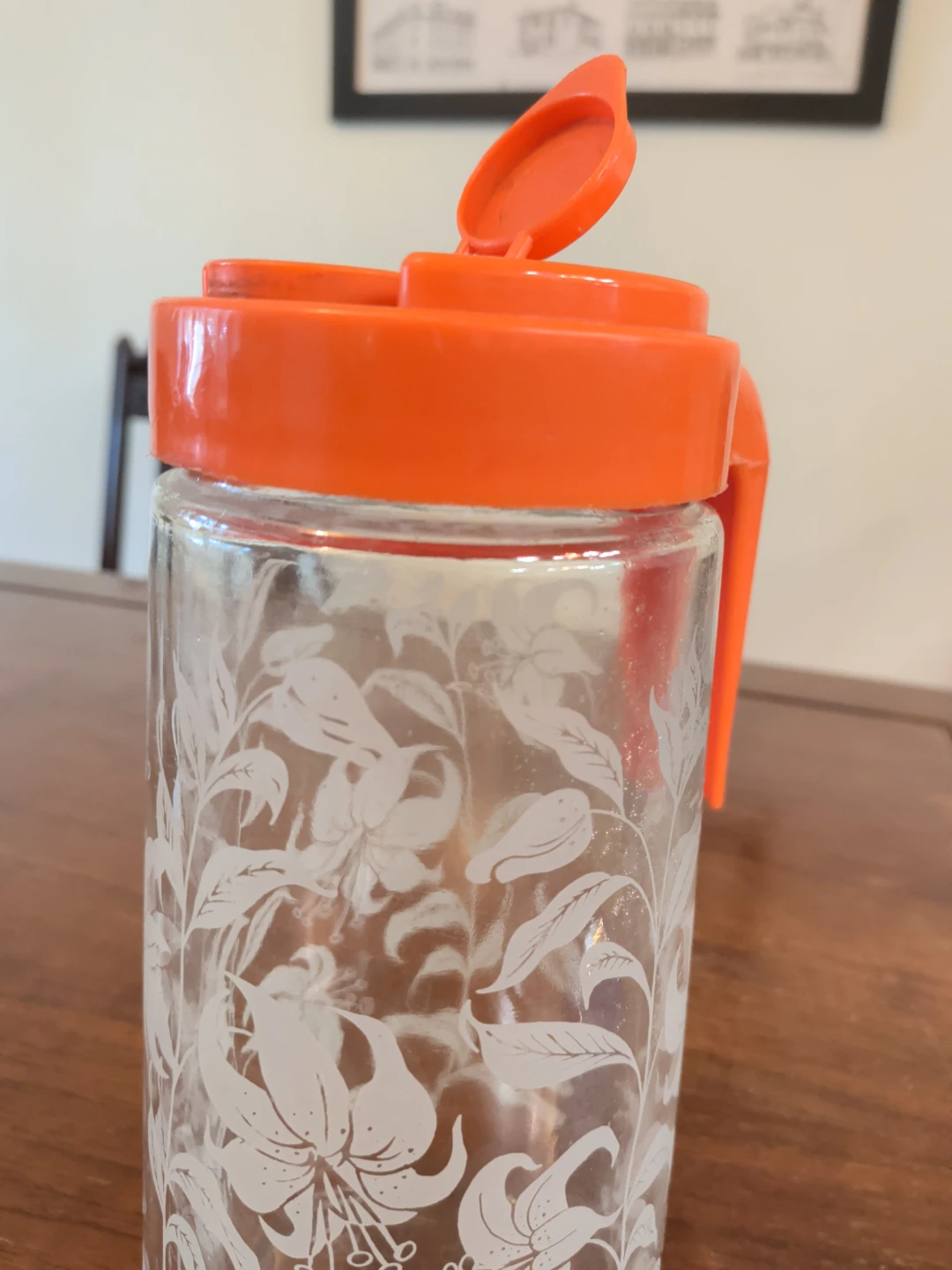Glass Pitcher with Orange Lid - photo 2