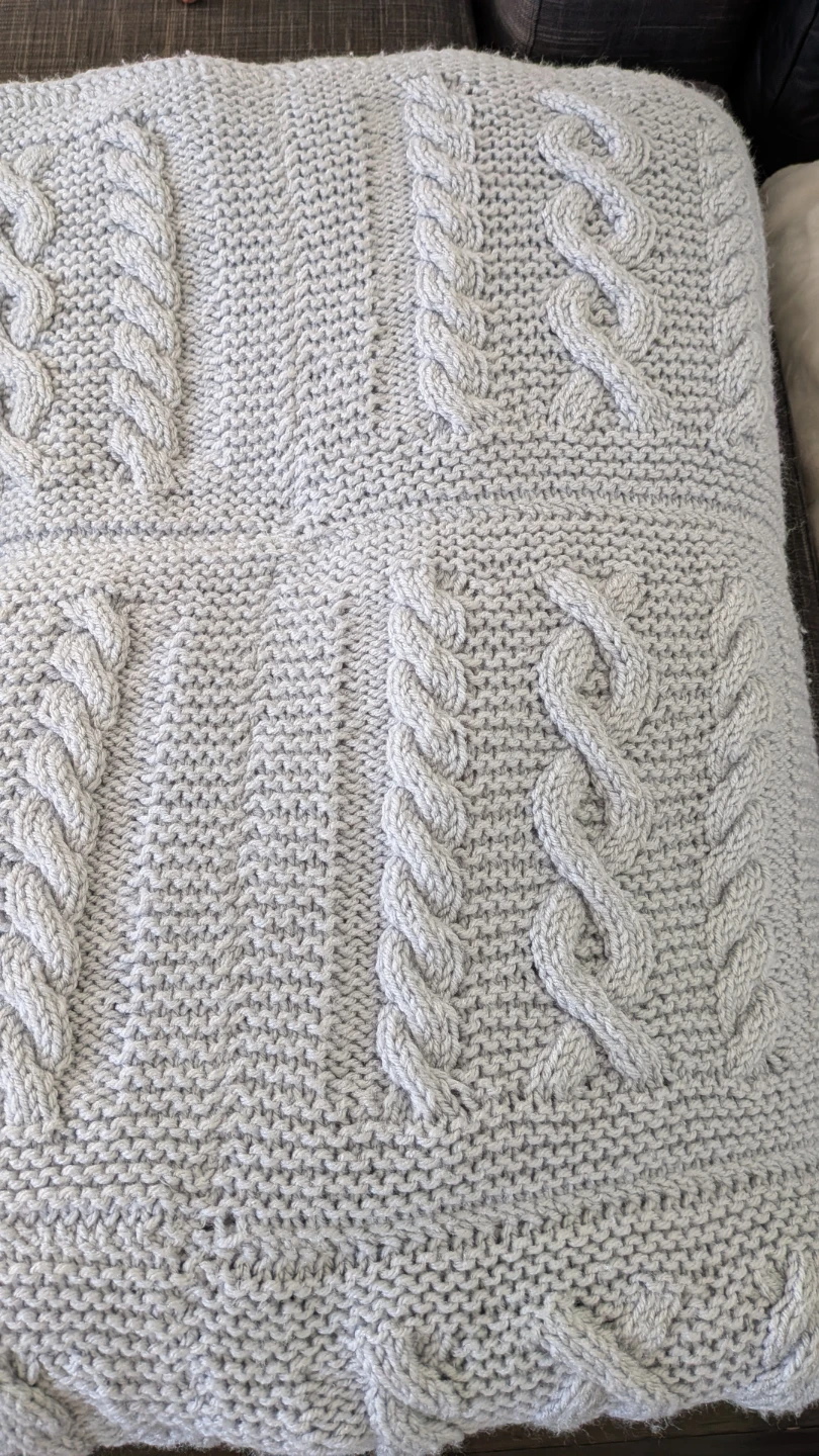 Handmade Cable Knit Throw Blankets (Cream or Grey) - photo 4