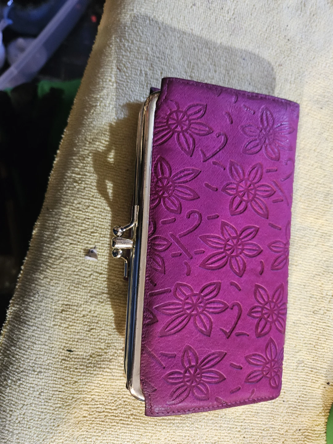 Mundi Purple Embossed Genuine Leather Clutch Wallet - photo 3