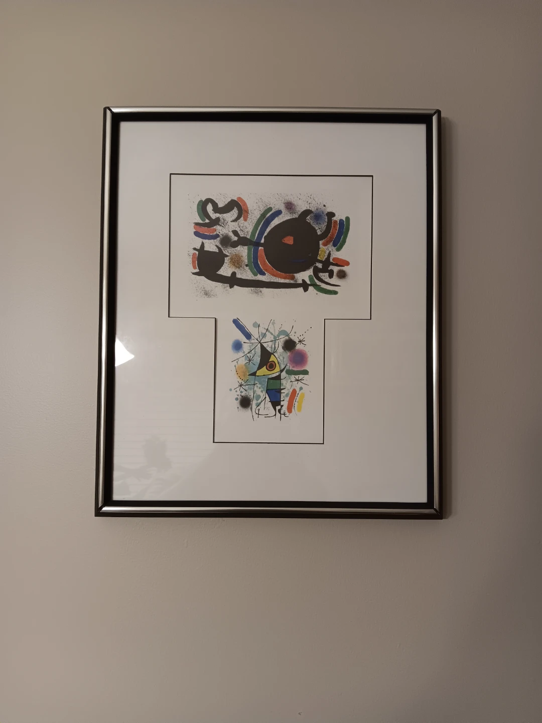 Joan Miró abstract art print in frame