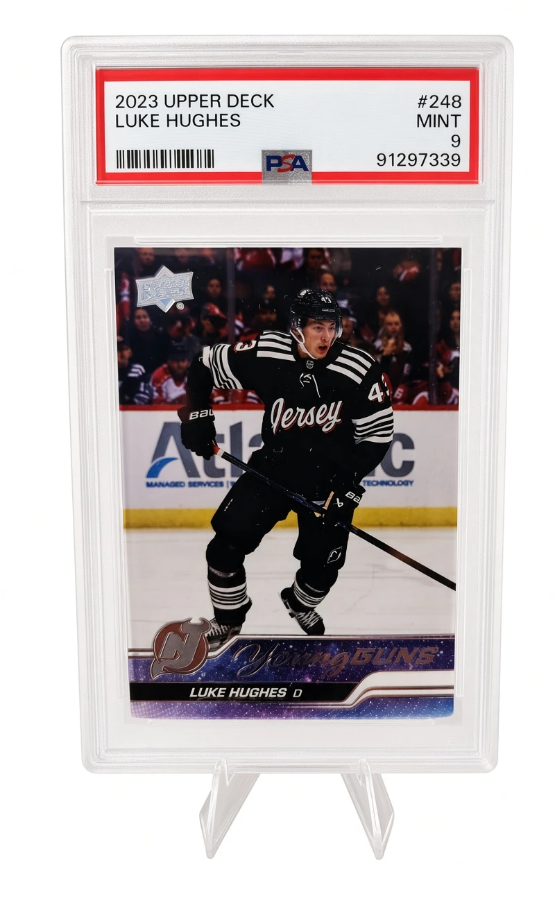 2023 Upper Deck Luke Hughes Young Guns RC PSA 9 Mint Hockey Card