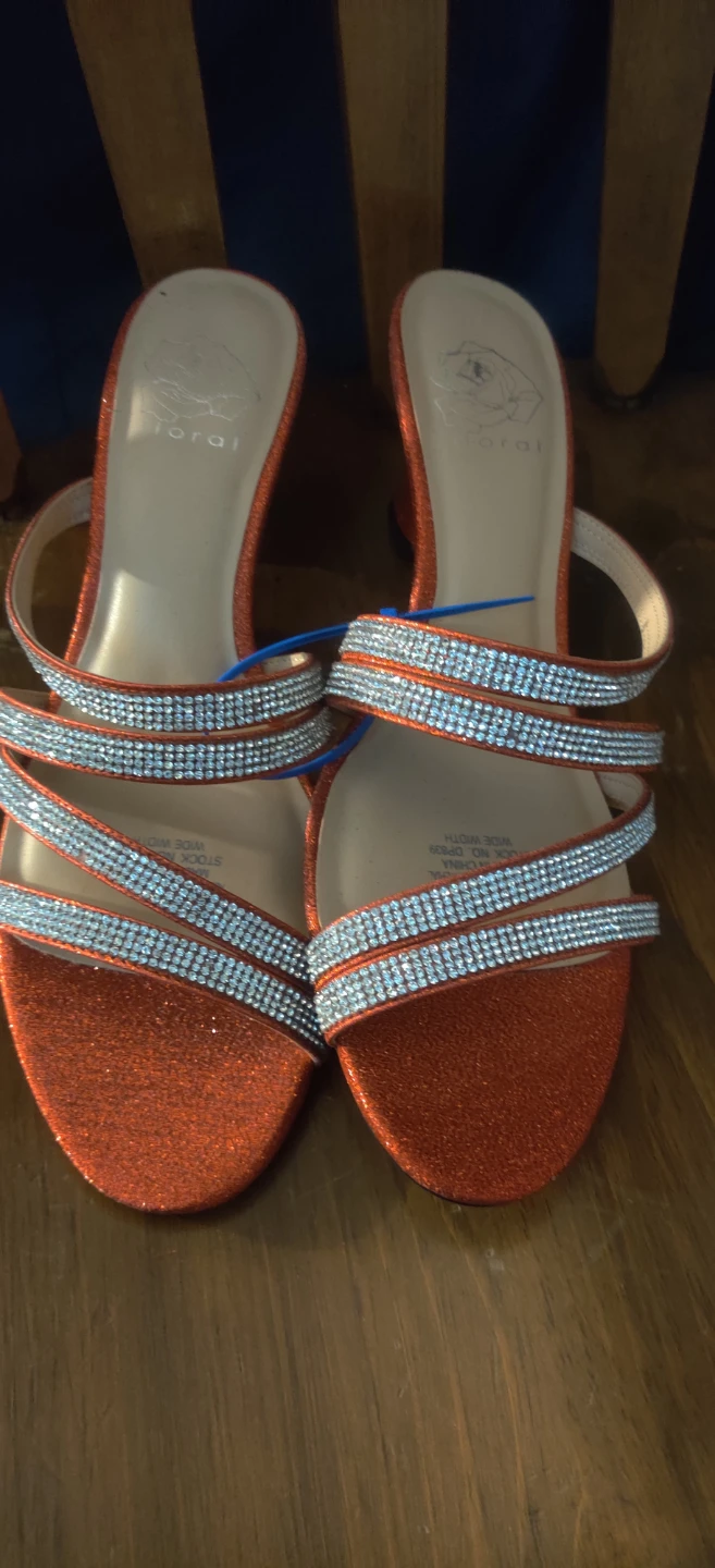 Orange Glitter Wedge Sandals Size 10 - photo 3