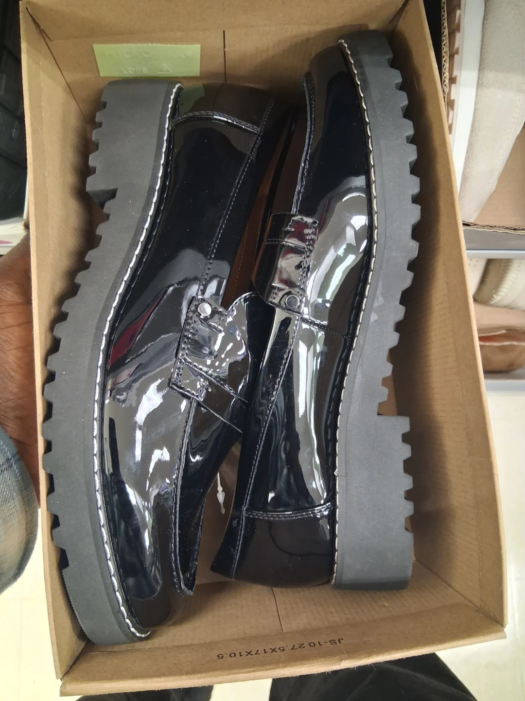 Black Patent Lug Sole Loafers