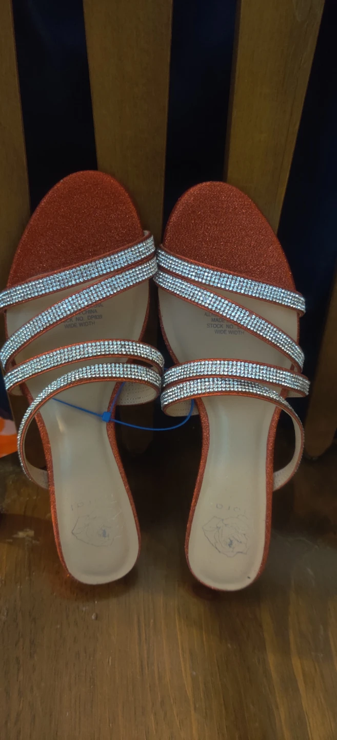 Orange Glitter Wedge Sandals Size 10
