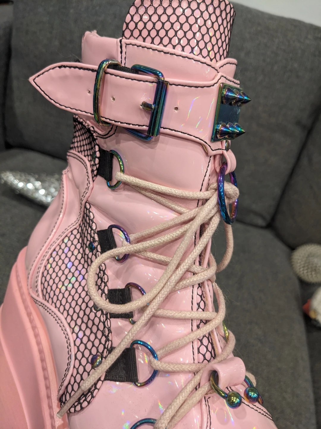 Demonia Pink Shaker 60 platform gothic irridescent metal accents - photo 5