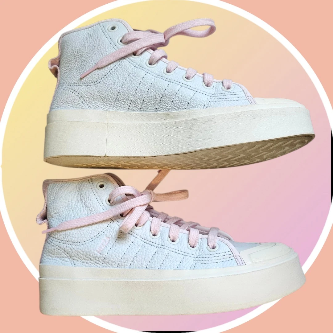 Adidas Textured Leather Platform Nizza Sneakers Pink Trim - photo 4