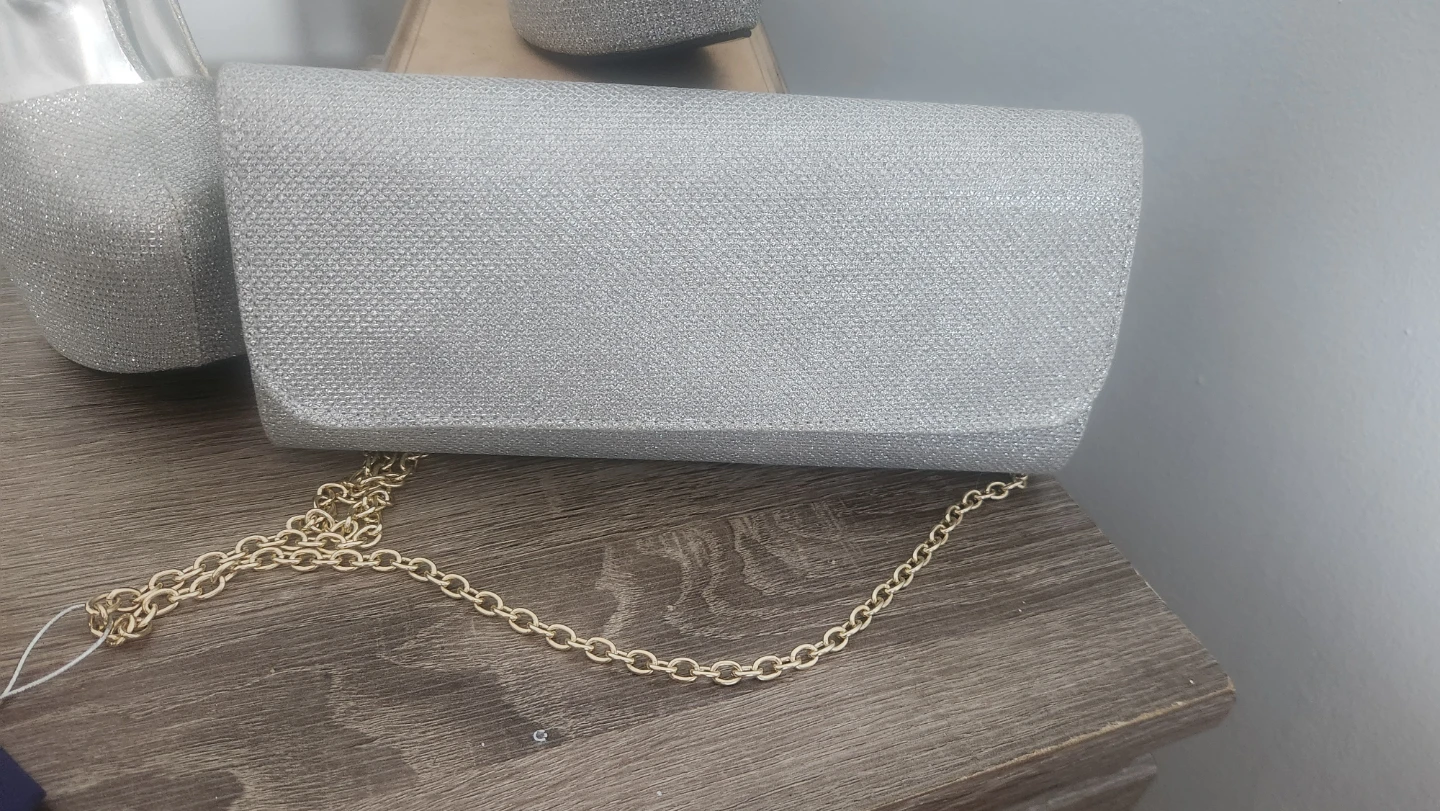 Hamwi Silver Glitter Heels and Clutch Set - photo 2