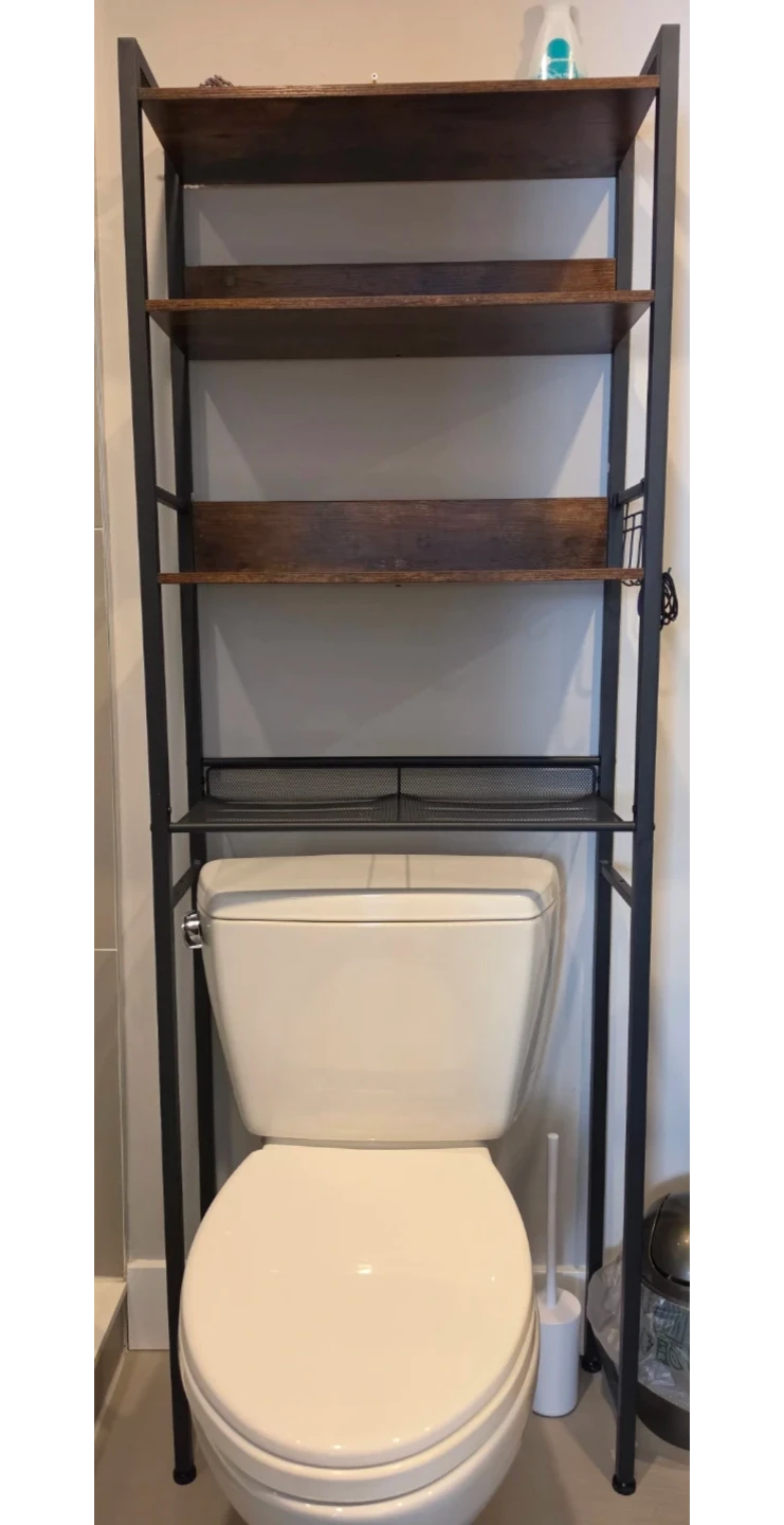 Over-the-toilet bathroom storage shelf
