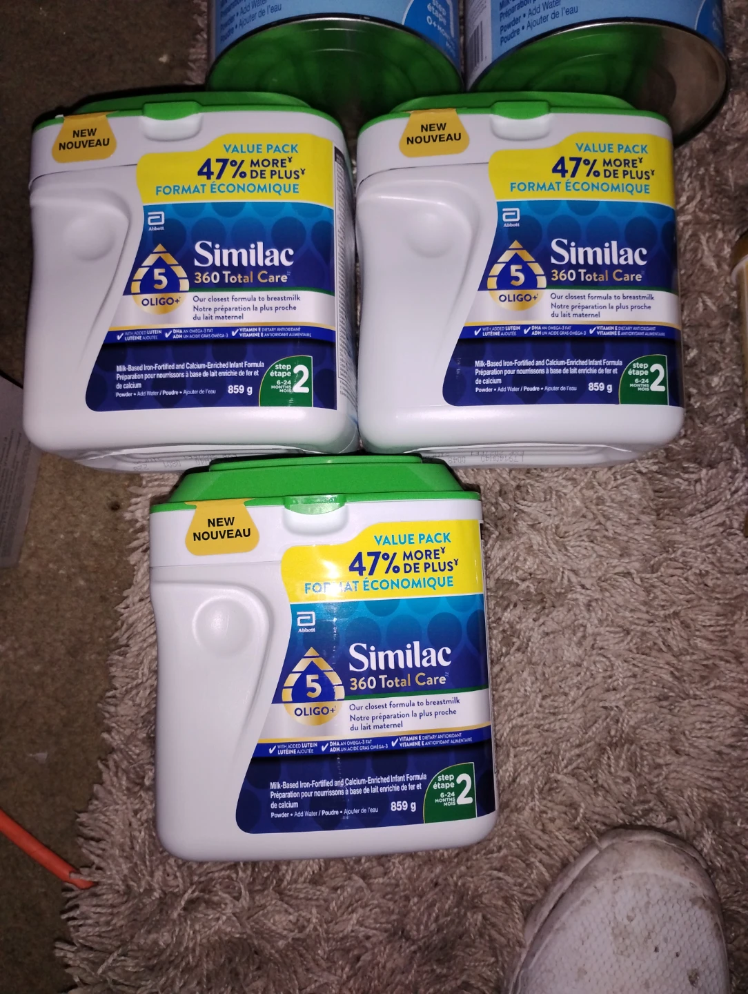 3 Similac 360 Total Care Step 2 Formula Containers