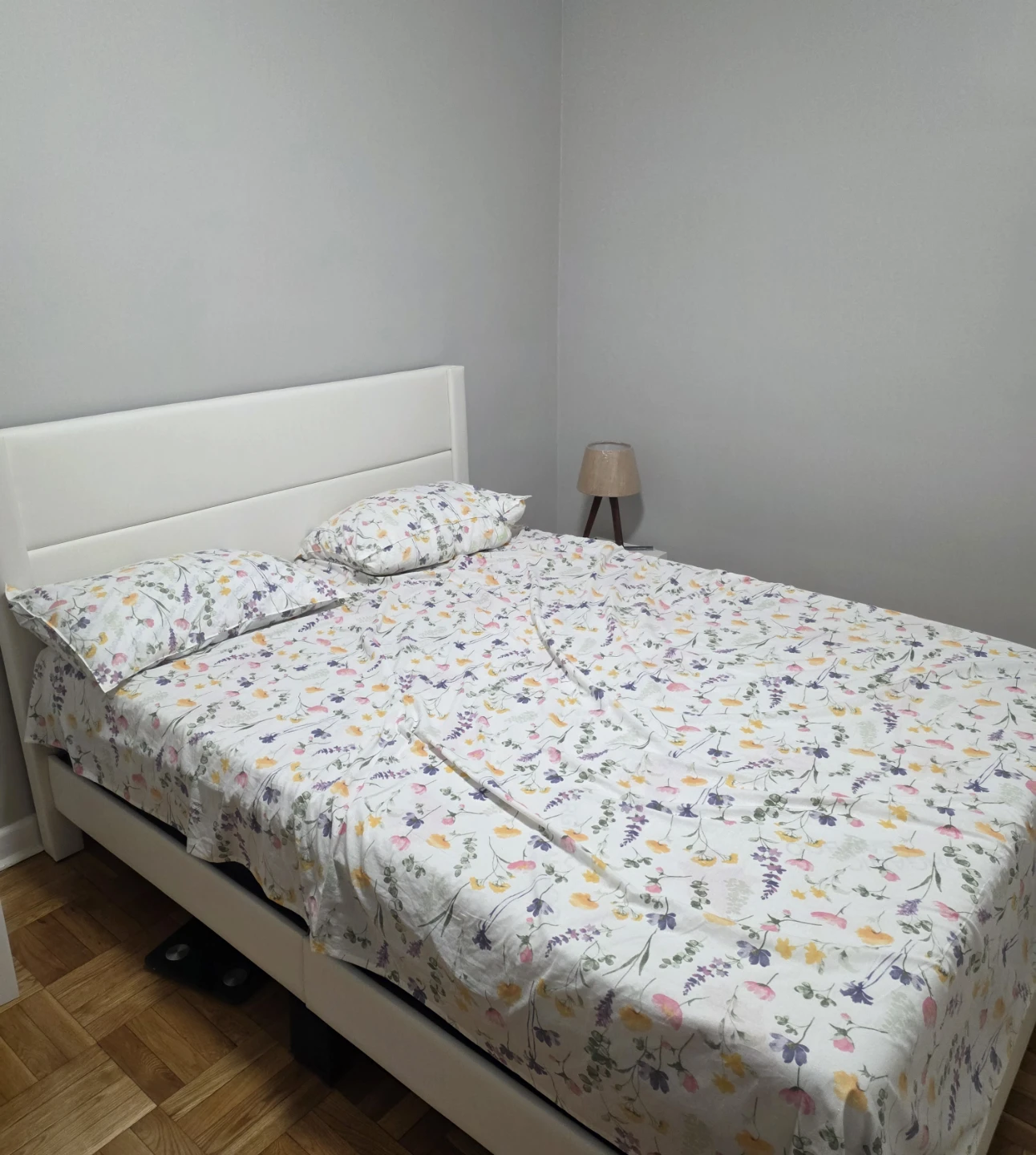 White Upholstered Bed Frame and queen size bed - photo 2