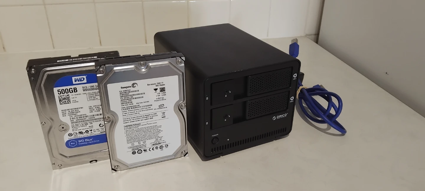 ORICO Dual Bay Hard Drive Dock with Two 500GB HDD