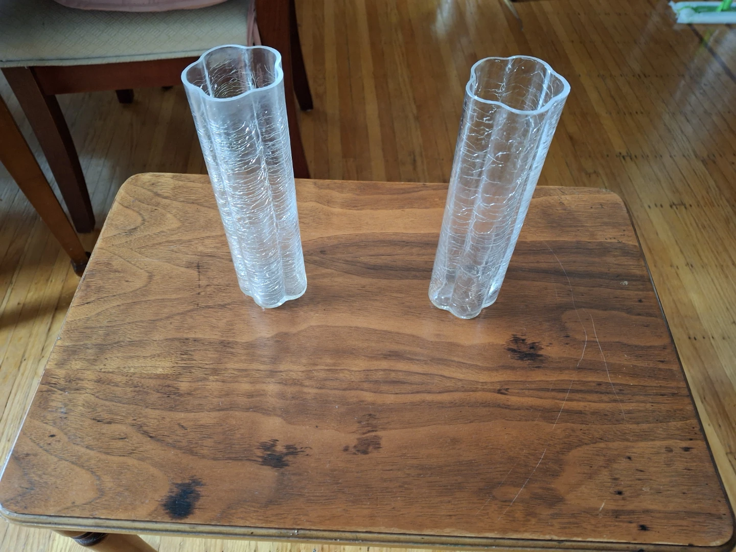 Two Crackle Glass Vases