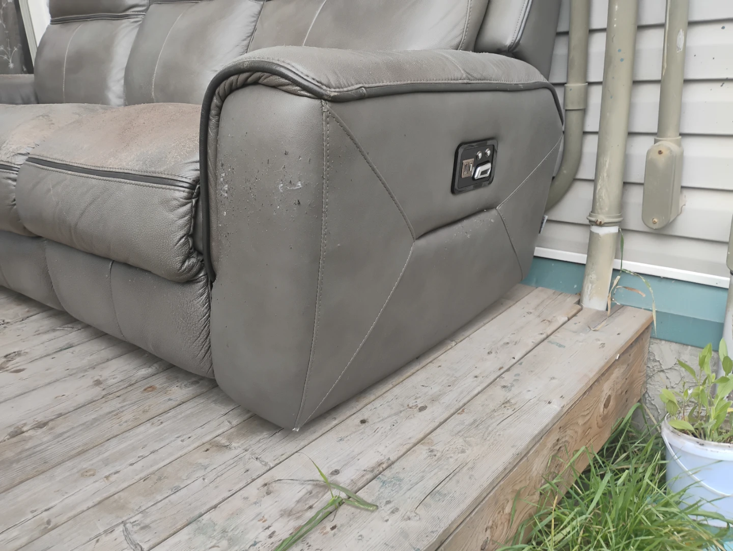 3-Seat Leather Reclining Sofa – Gray - photo 2