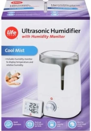 Life Brand Ultrasonic Humidifier with Humidity Monitor