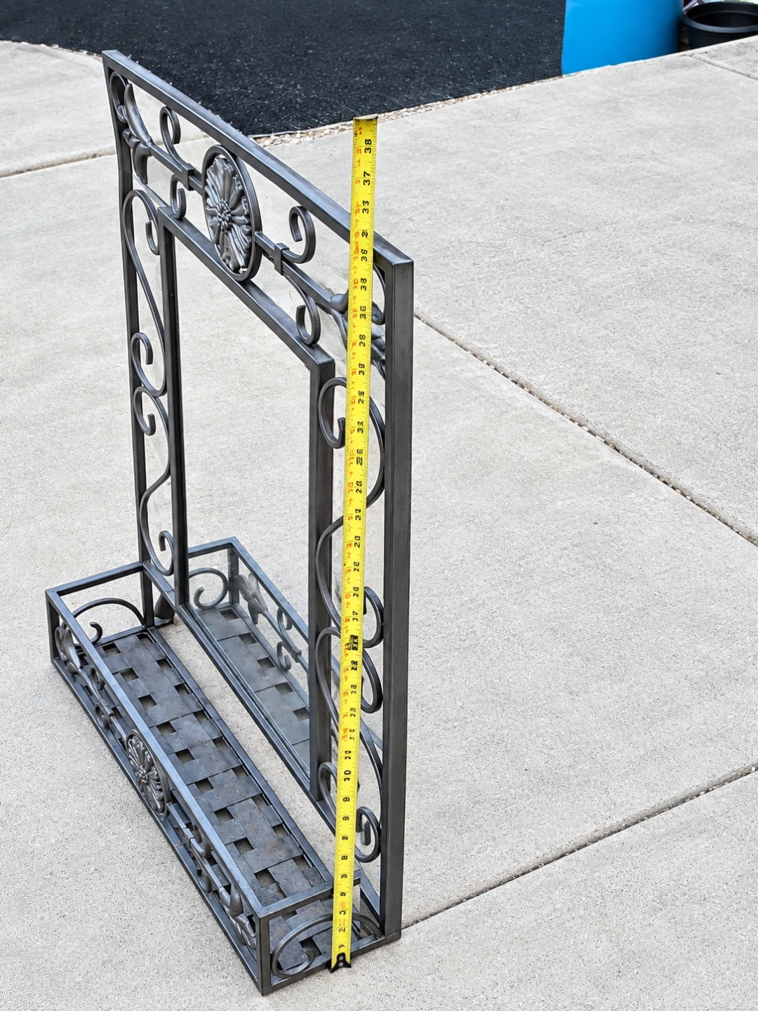Wrought Iron Decorative Mirror with Storage Shelf - photo 3