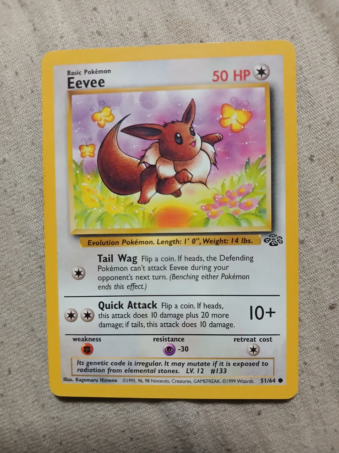 Eevee 51/64 1999 Pokémon Card