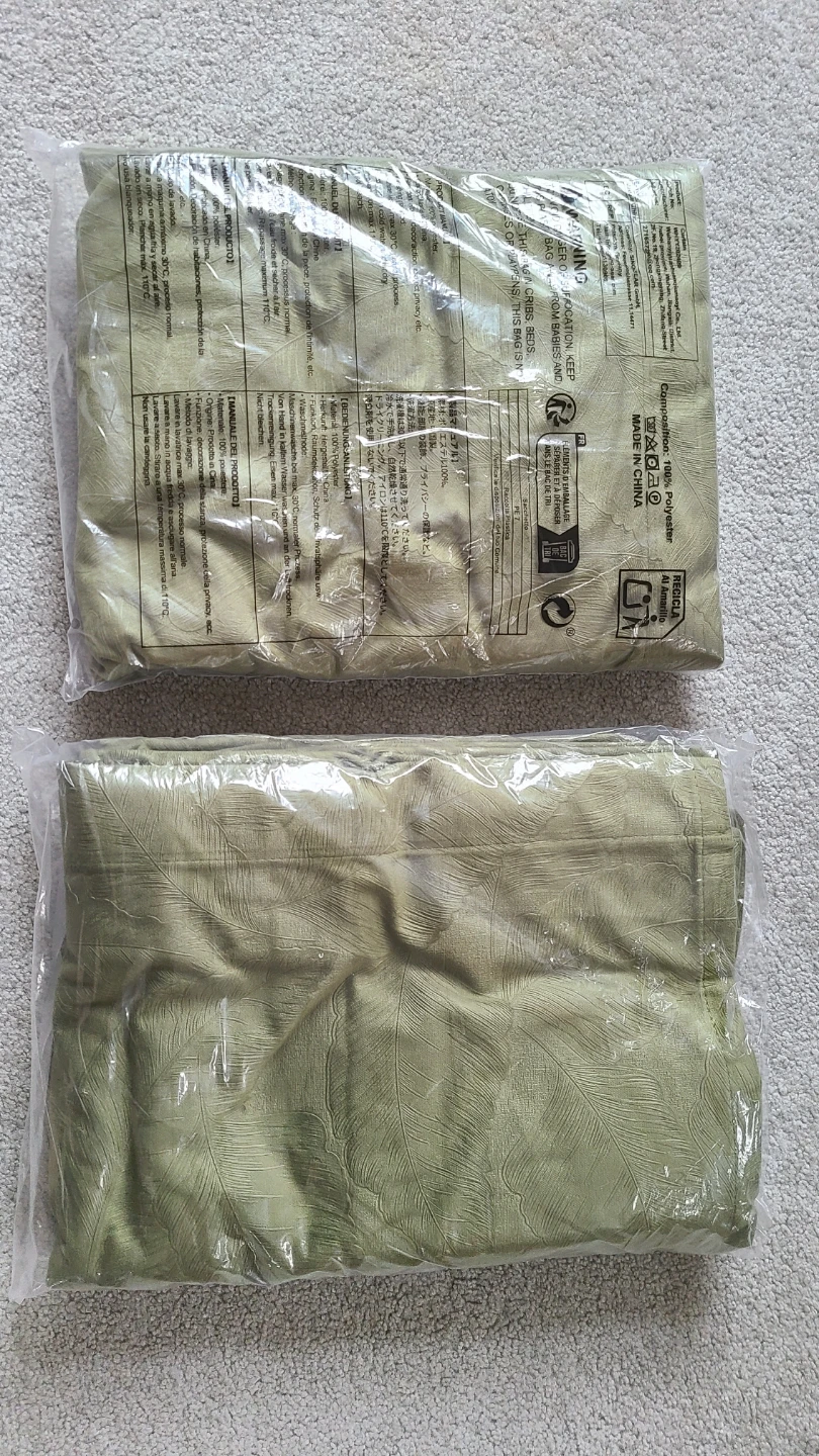 Unused Olive Green Velvet Curtains