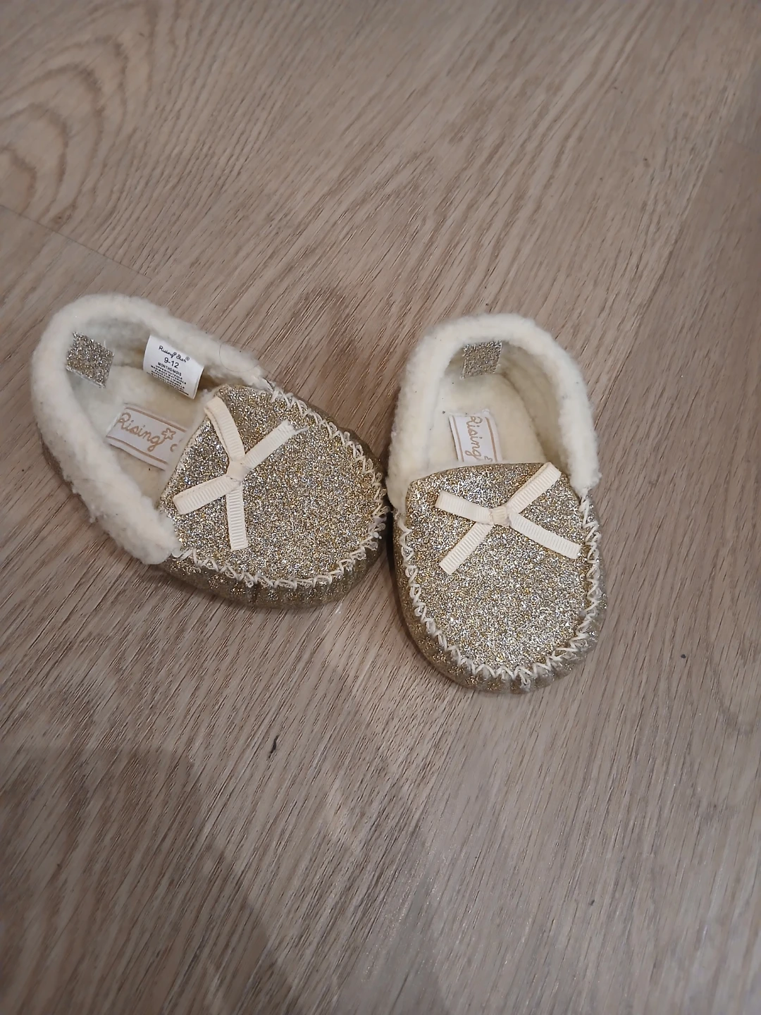 Rising Star Gold Glitter Moccasins 9-12 Months