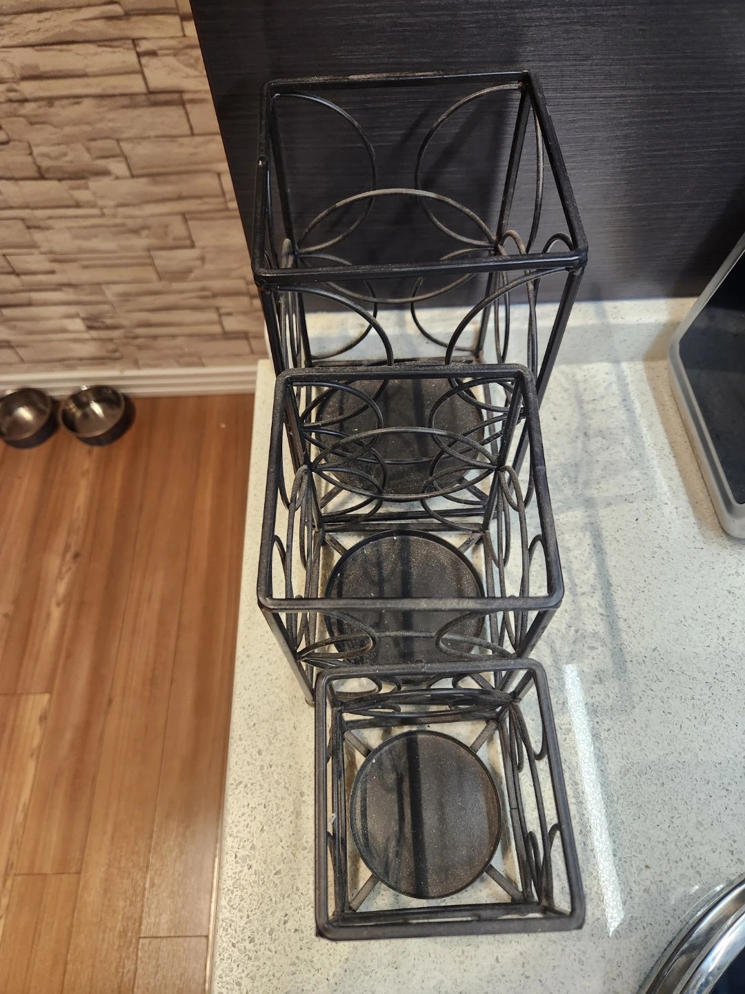 Set of 3 Black Metal Candle Holders - photo 3