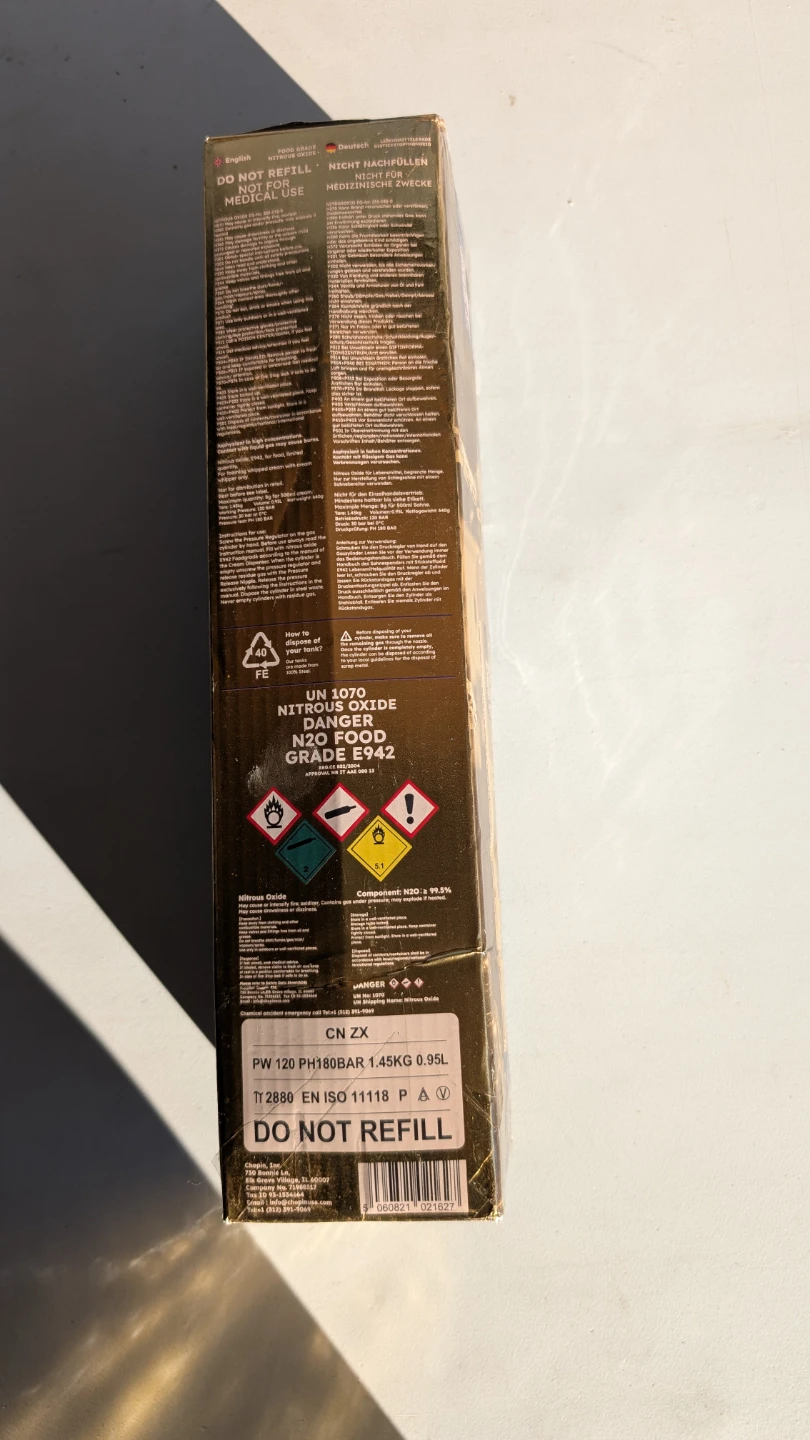 GoldWhip 700g Food Grade Nitrous Oxide Catering Gas Cylinder - photo 2