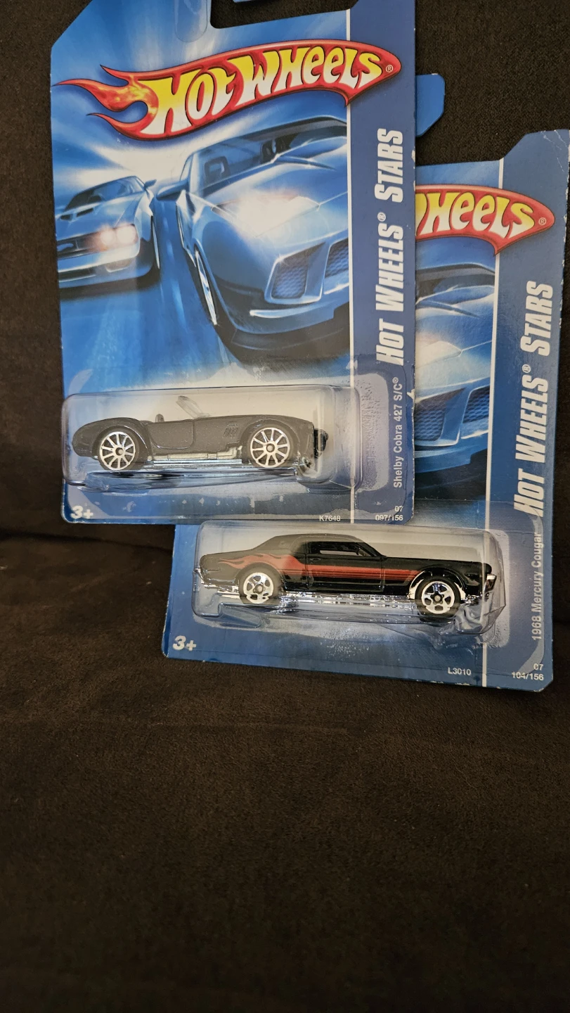 Hot Wheels Shelby Cobra 427 S/C and Mercury Cougar Diecast Cars