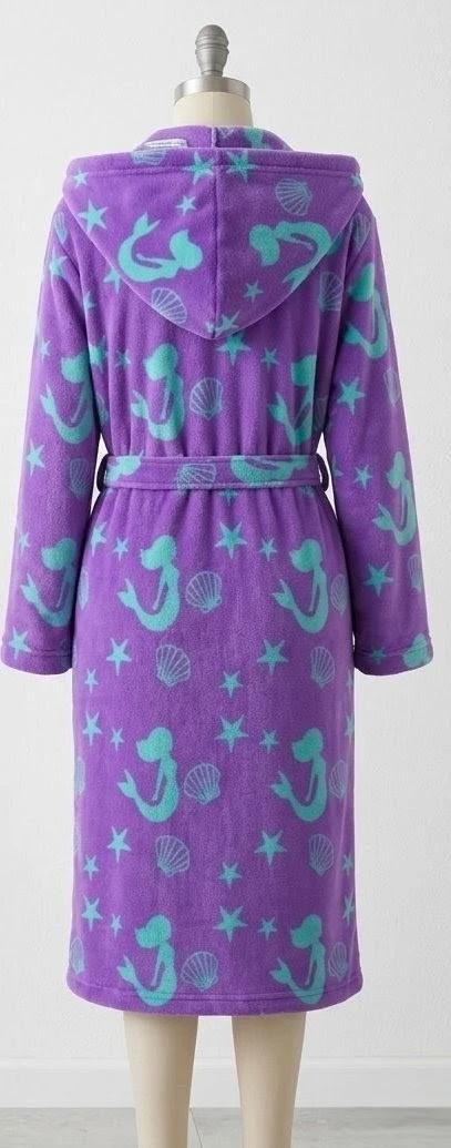Purple Mermaid Print Fleece Bathrobe - photo 2