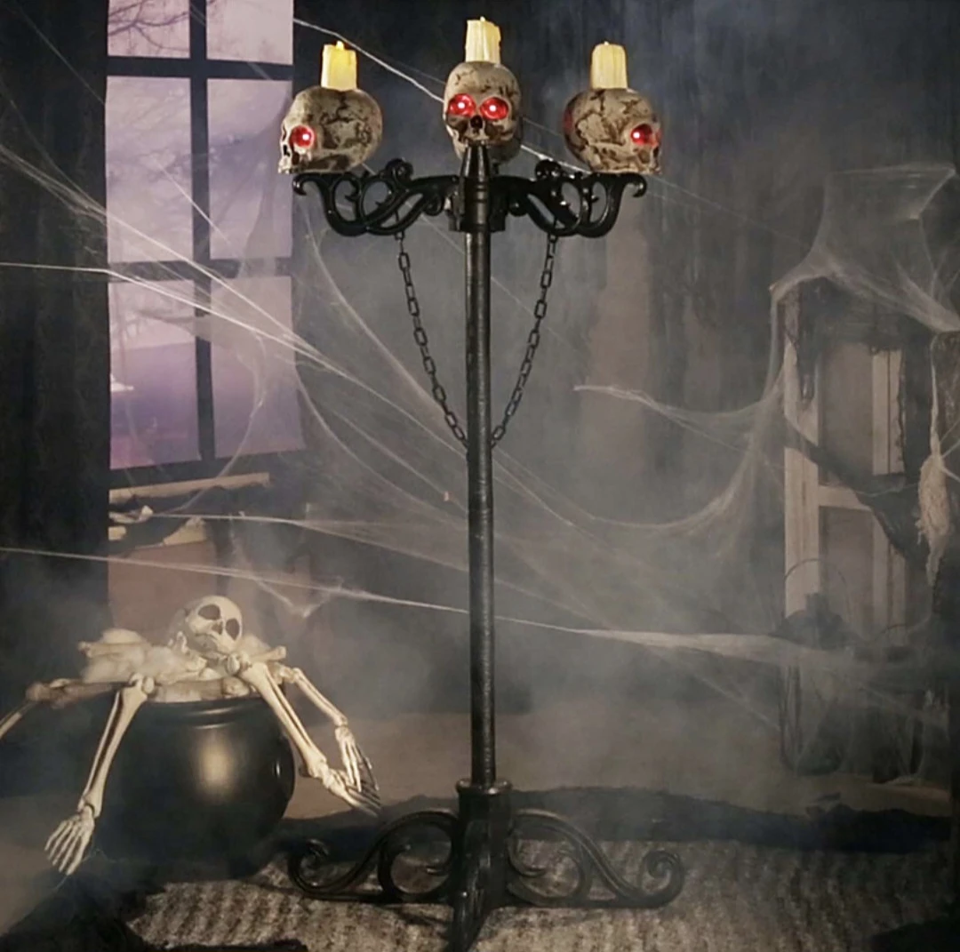New halloween skull candelabra  3 in 1 flames