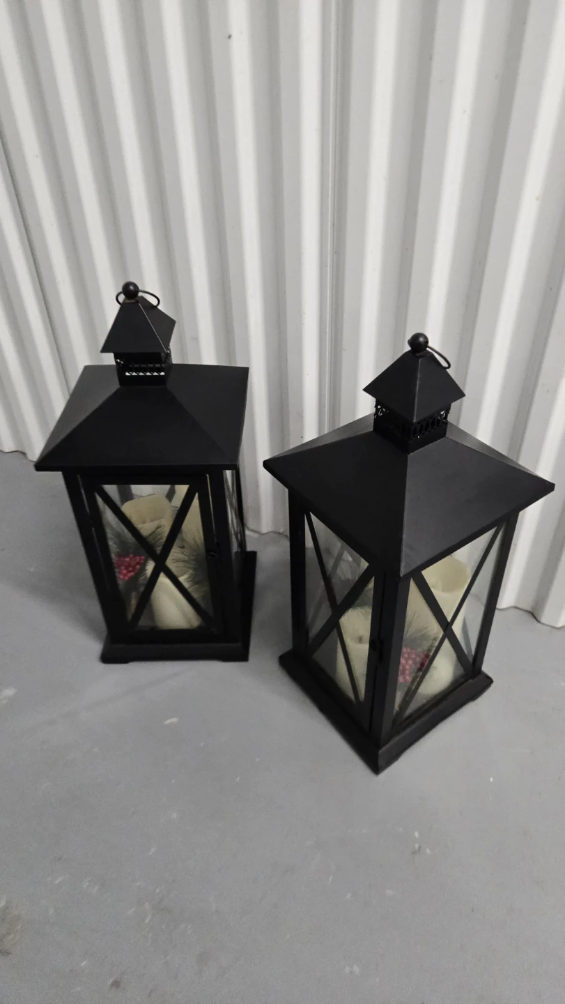 Set of Two big Decorative Black Metal Lanterns - photo 2