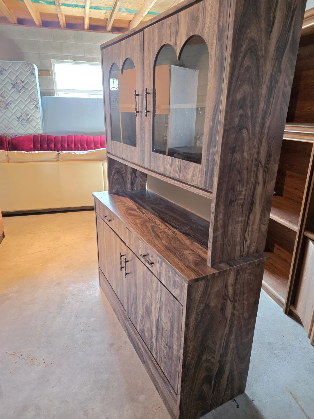 Wood Grain Hutch with Glass Display Doors - photo 2