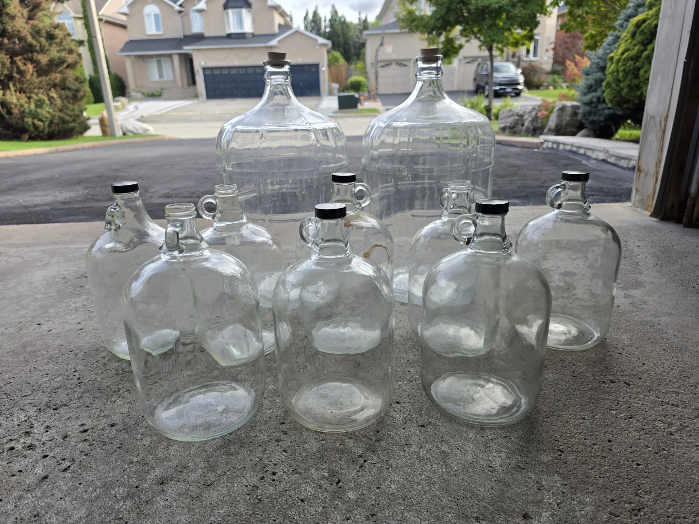 Set of 10 Glass Jugs and Carboys