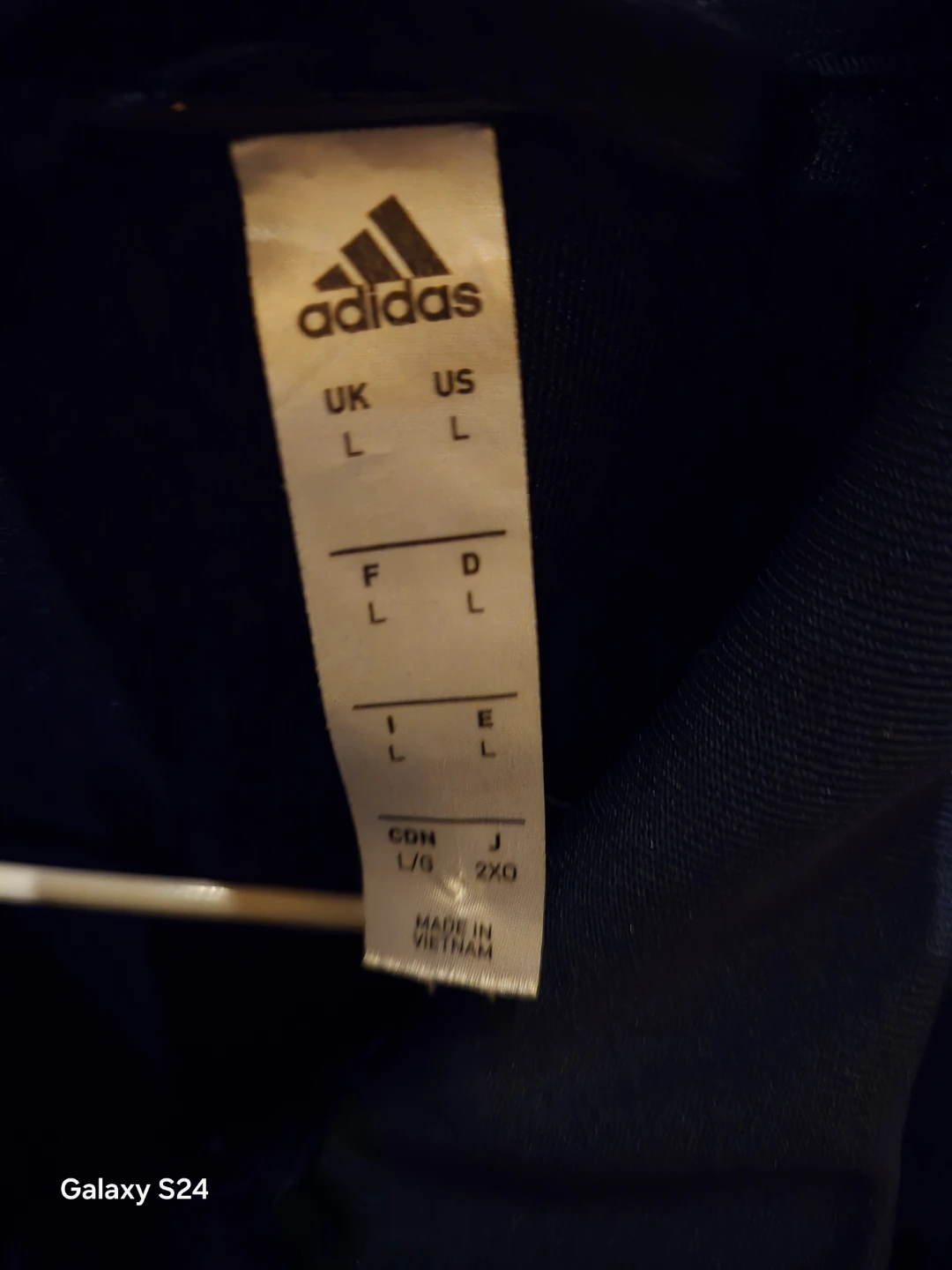 Adidas track jacket in dark blue/white Adidas striping - photo 3