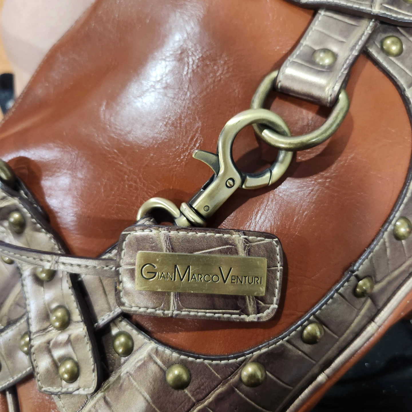 Gian Marco Venturi Brown Leather Handbag - photo 4