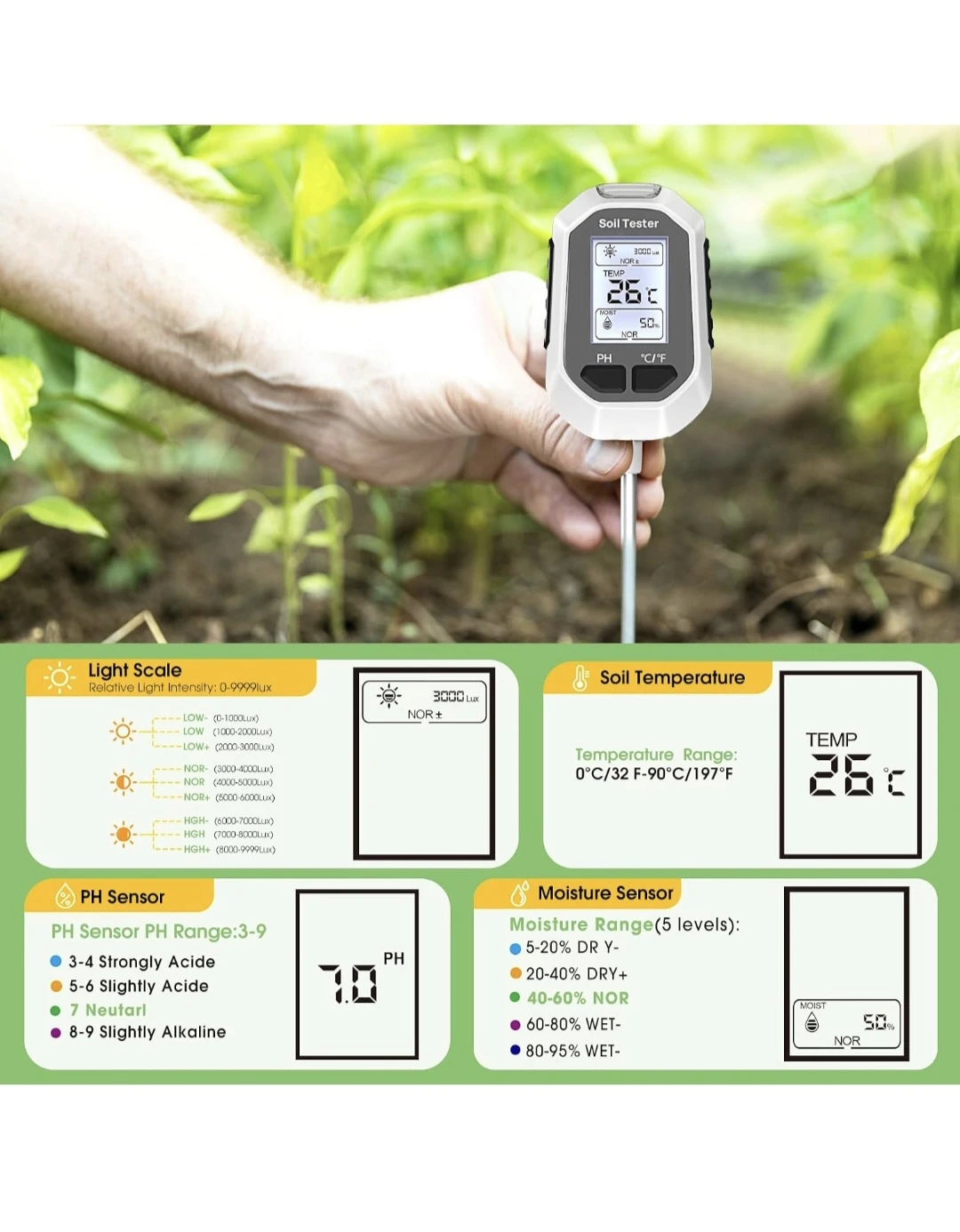 4-in-1 Digital Soil Tester - photo 3