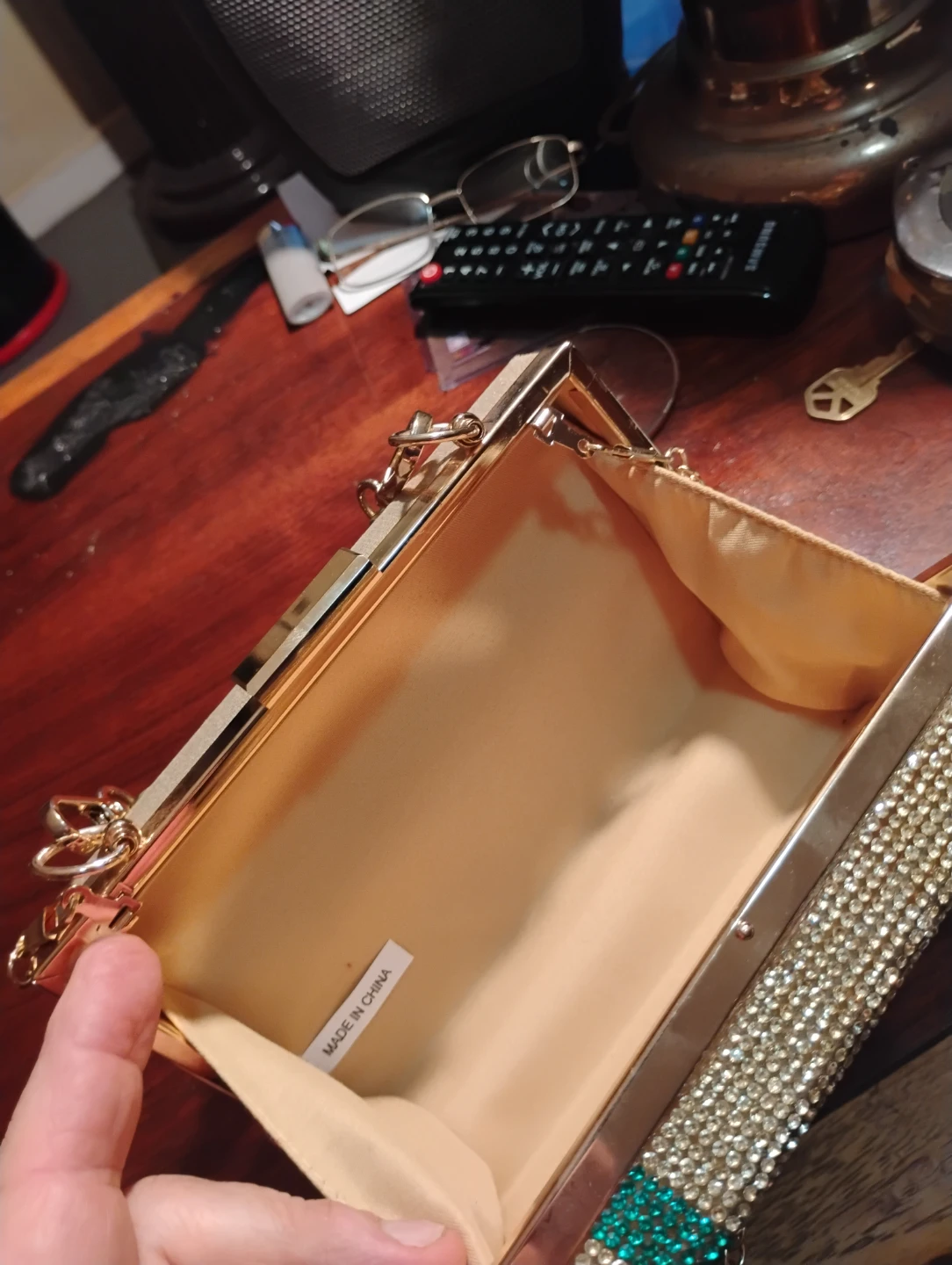 Rhinestone Gift Box Clutch Bag - photo 5