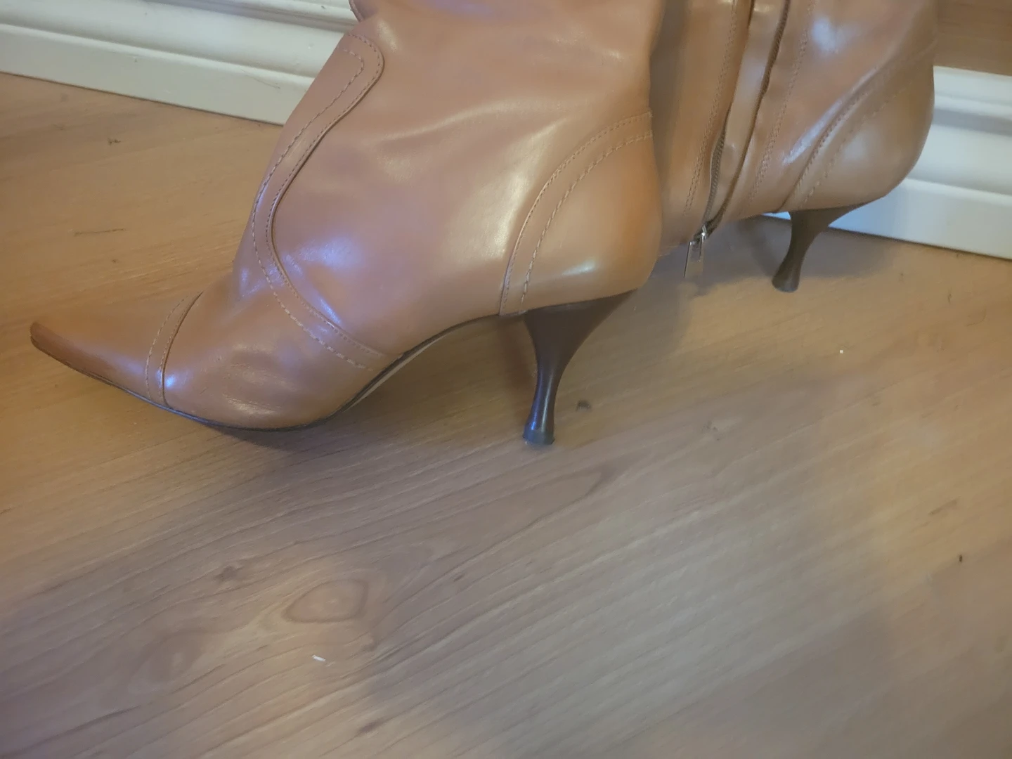 Tan Leather Knee-High Boots - photo 5