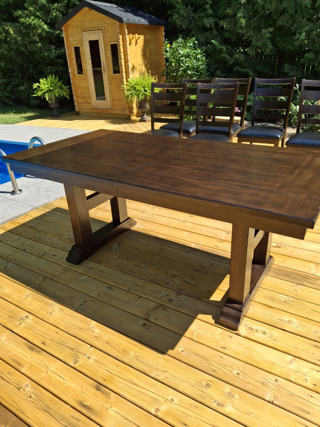 Dark Wood Dining Table and 6 Chairs