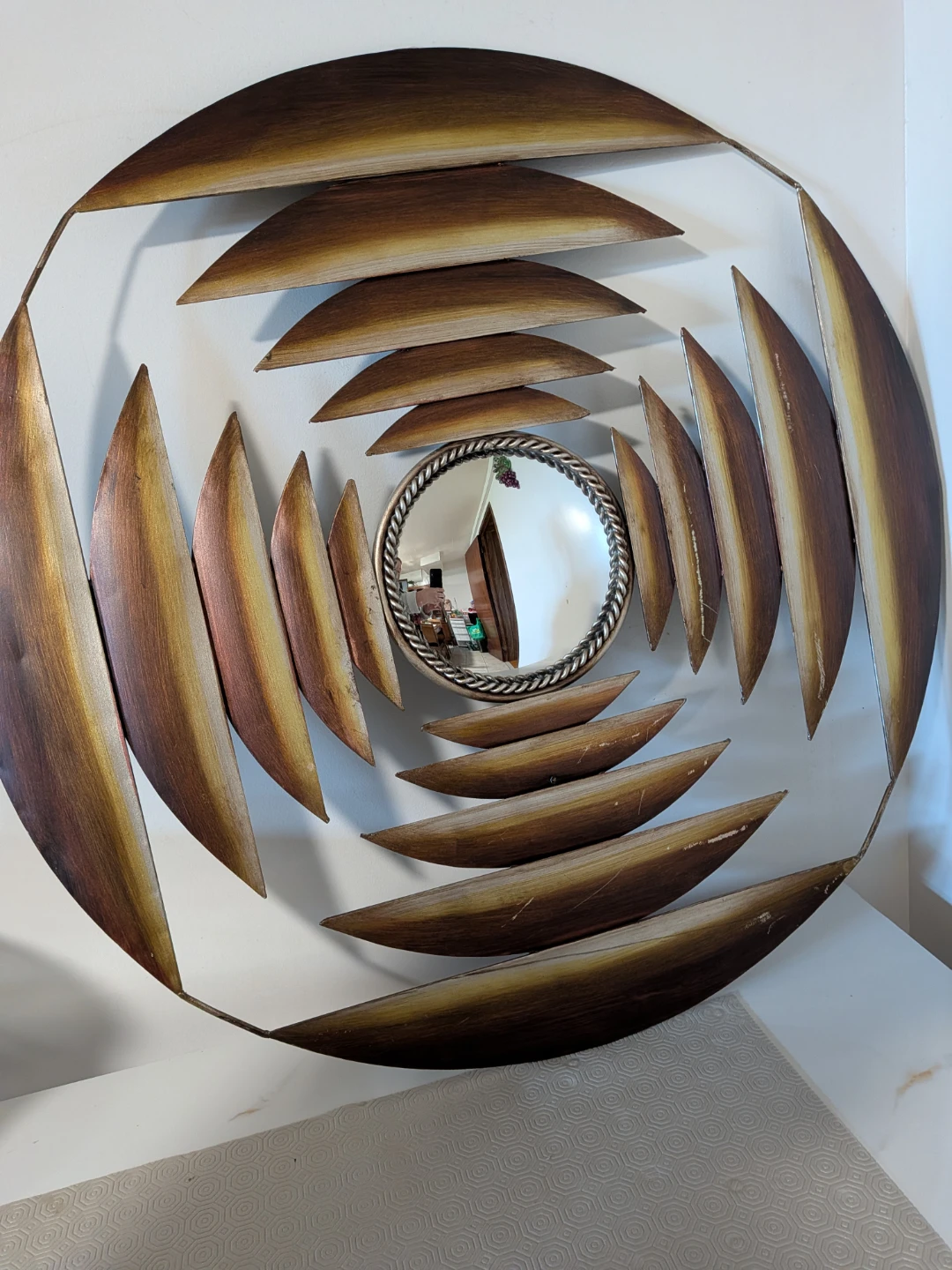 Round Metal Wall Art with Mirror - photo 2
