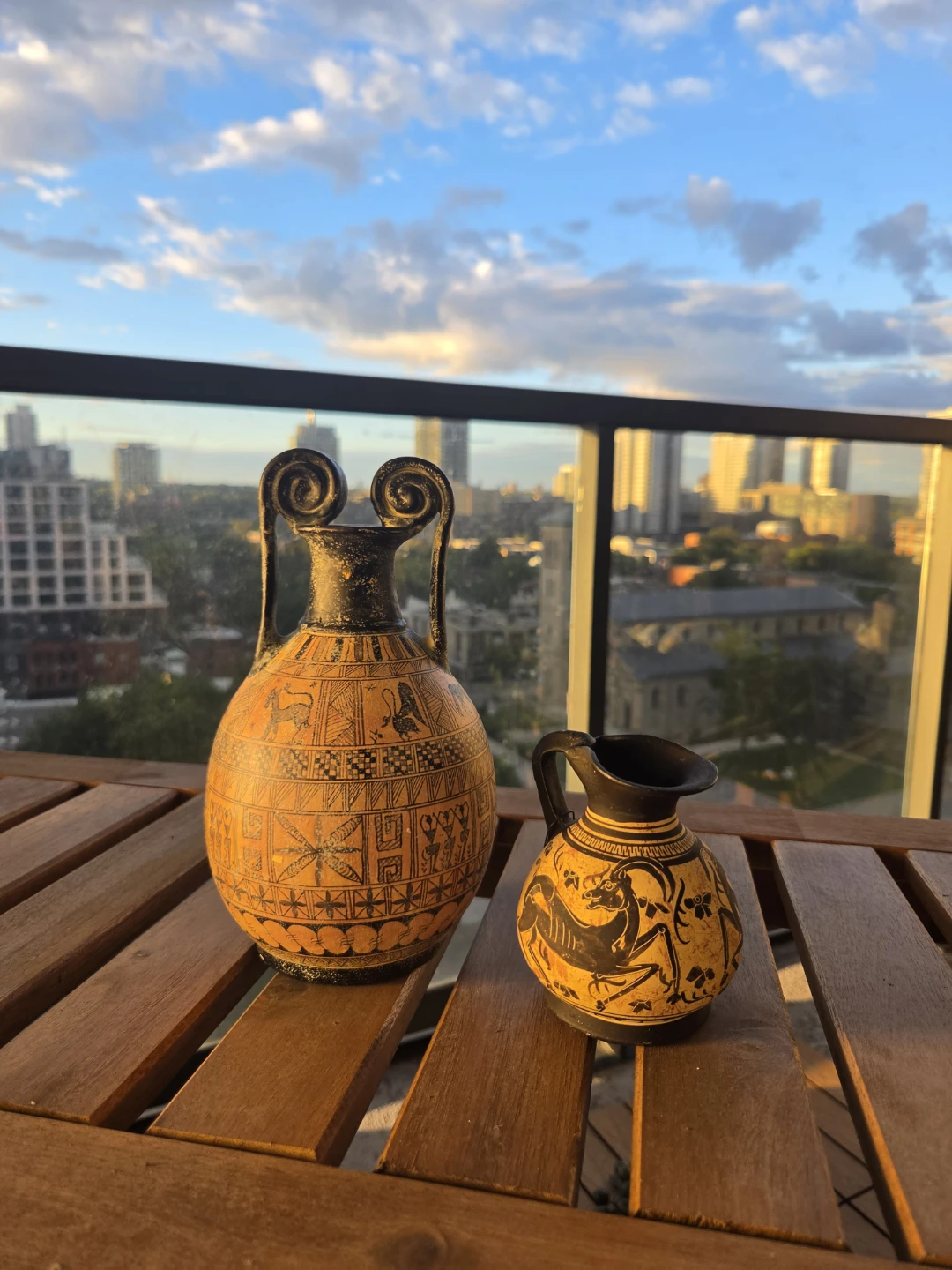 Set of Two Greek-Style Decorative Vases