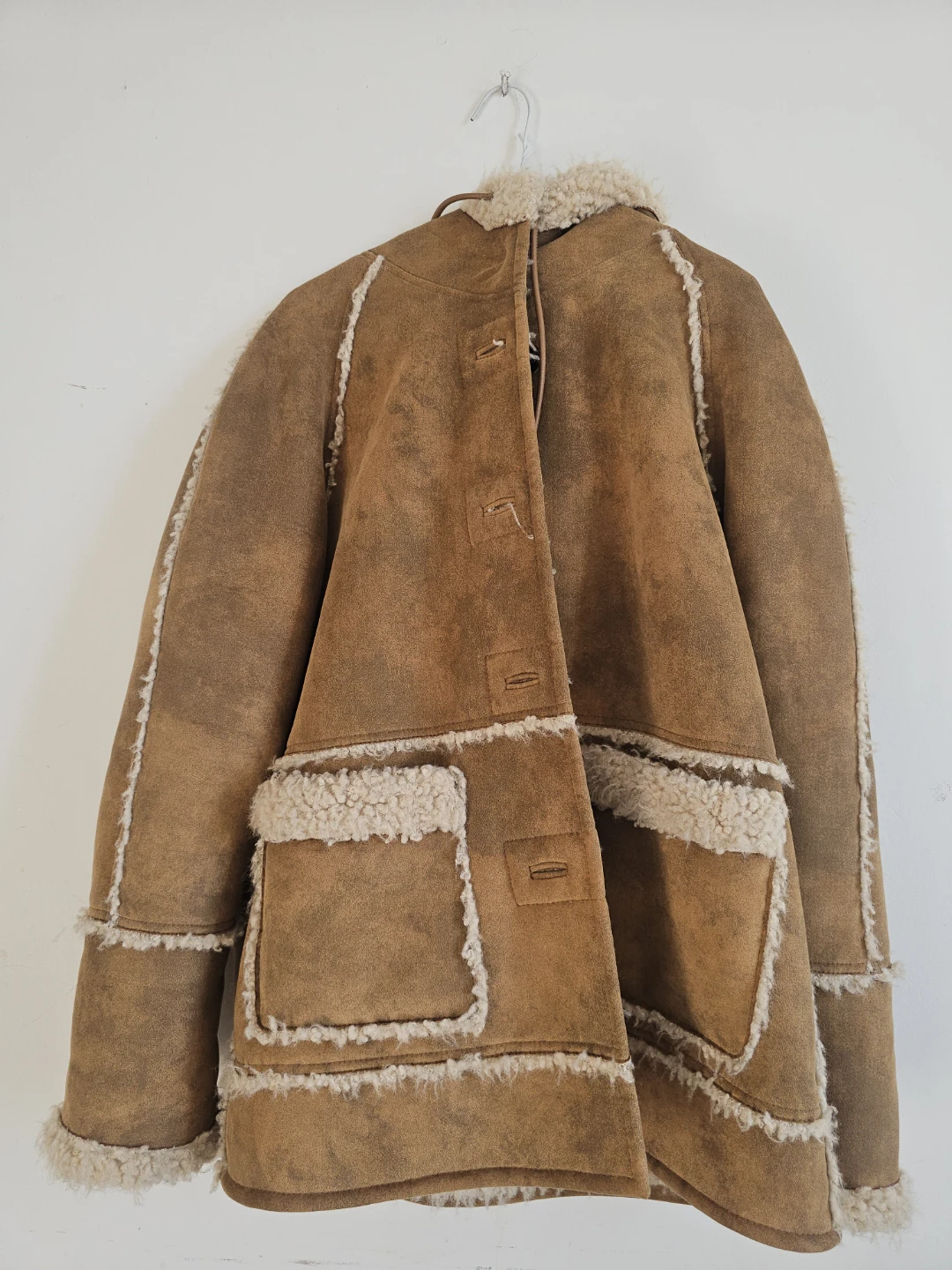 Tan Faux Shearling Hooded Coat - photo 2