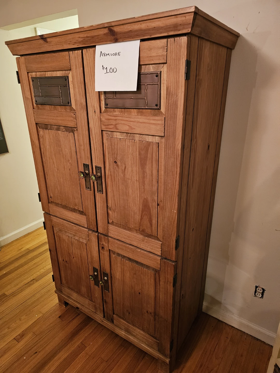 Rustic Solid Wood Armoire / Media Cabinet