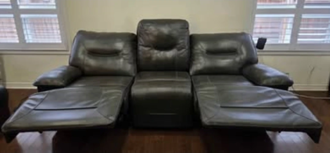 Dark Gray 3-Seat Leather Recliner Sofa