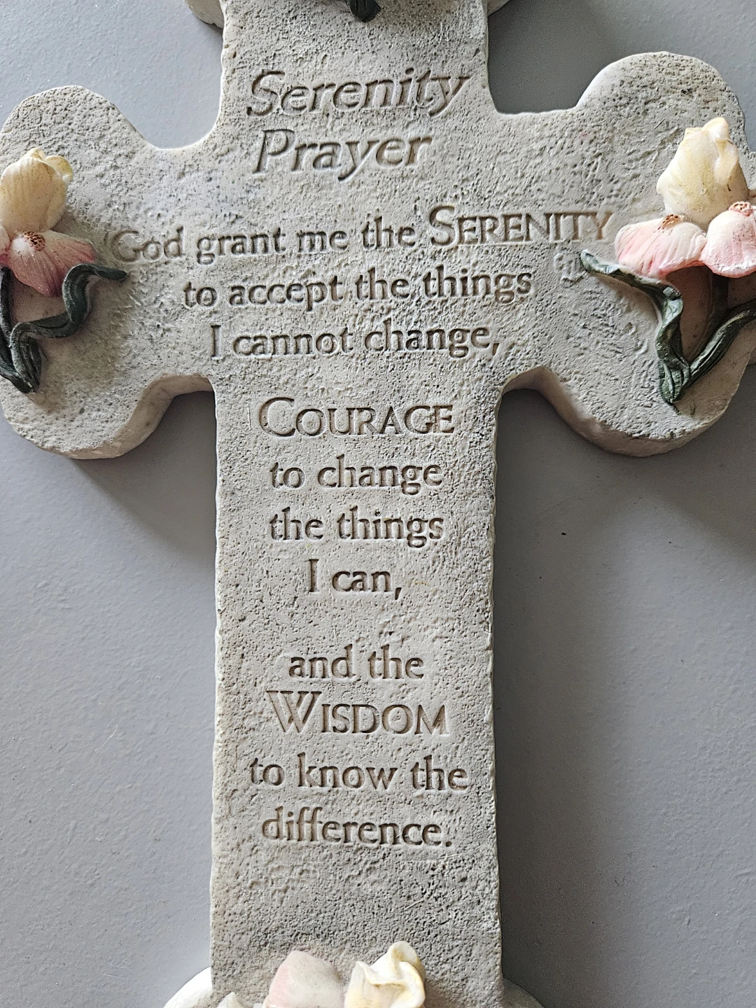 Serenity Prayer Floral Wall Cross