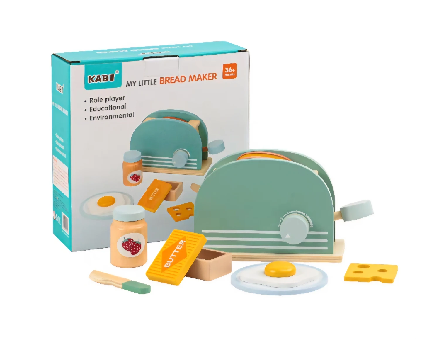 Kids Wooden Kitchen Toys Little Bread Maker Set